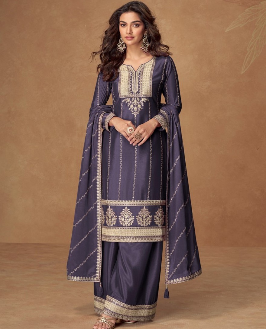 10266-voilet - Midnight Majesty in Deep Violet Suit 